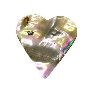 Abalone Heart Brooch Antique Shell Pin Retro Rustic Charming Little Statement